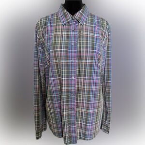 Talbots Plaid Button-Up Cotton Shirt - Size 16 - EUC!